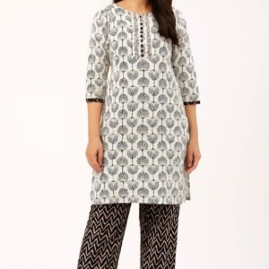 Melange by Lifestyle Women's Printed Straight Kurta with Trousers